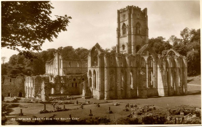 UK - England, Fountains Abbey from the South East.  *RPPC