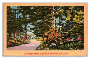 Generic Scenic Greetings Country Road Baxter Springs Kansas Linen Postcard H24