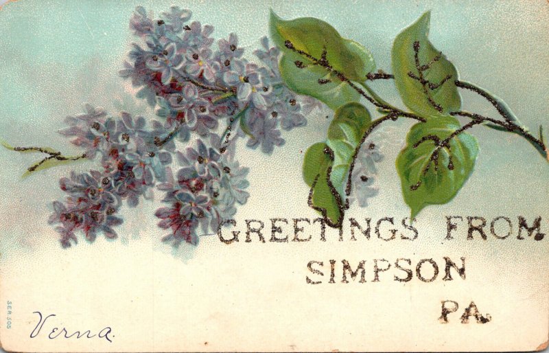 Pennsylvania Greetings From Simpson With Flowers