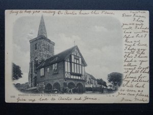 Isle of Wight BRADING CHURCH & TOWN HALL c1903 UB Postcard