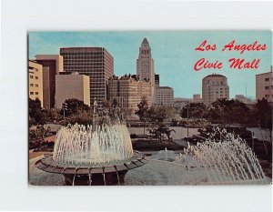 Postcard Civic Center Mall Fountain Los Angeles California USA