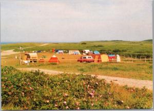 Saint Pierre-Miquelon - Mirande campsite, people camping postcard, France