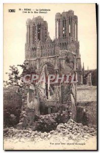 Old Postcard Militaria Reims cathedral to rue Chanzy