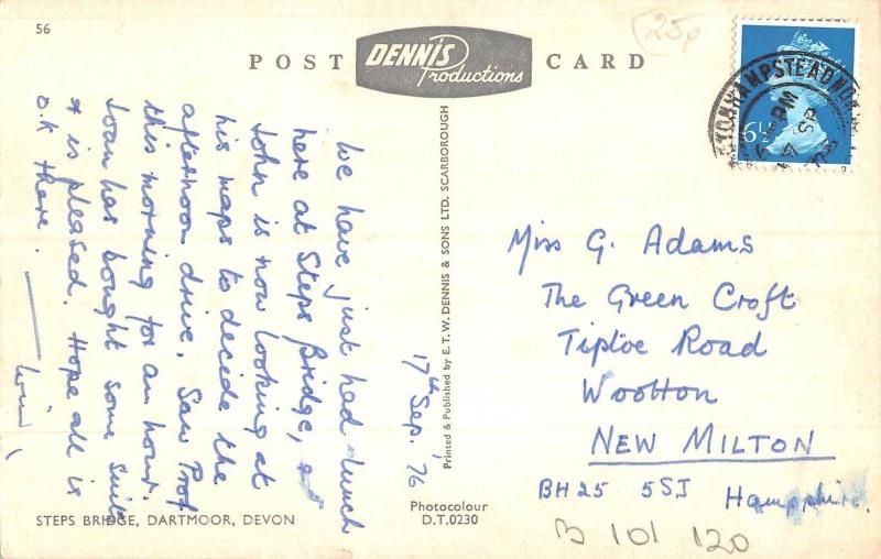 B101120 steps bridge dartmoor devon  uk  14x9cm