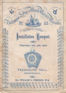 Installation Banquet Masons Masonic 1906 Sheffield Flyer