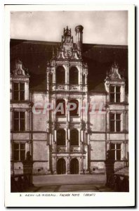 Old Postcard Azay le Rideau North Facade detail