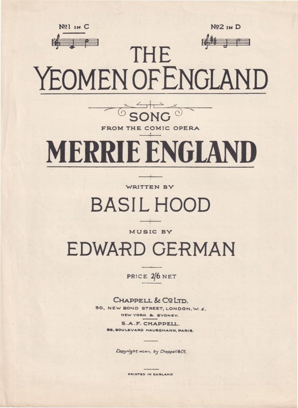 The Yeomen Of England Merrie England Olde Sheet Music