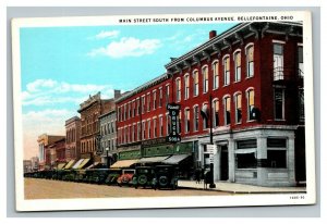 Vintage 1920's Postcard Businesses Main St & Columbus Ave Bellefontaine Ohio