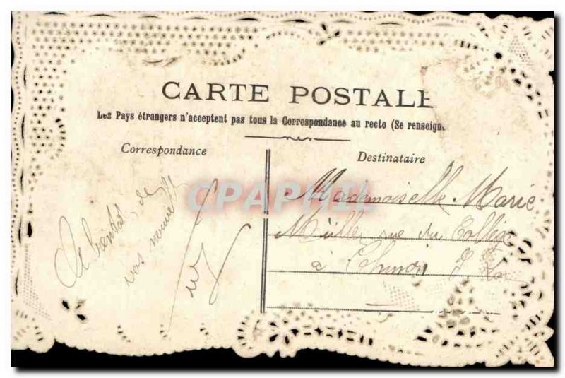 Flowers - Flowers - didn & # 39oubliez not - lace edges Old Postcard CARD emb...