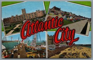 Postcard Atlantic City NJ c1946 Multi View Chelsea Park Margate Pier Beach Scene