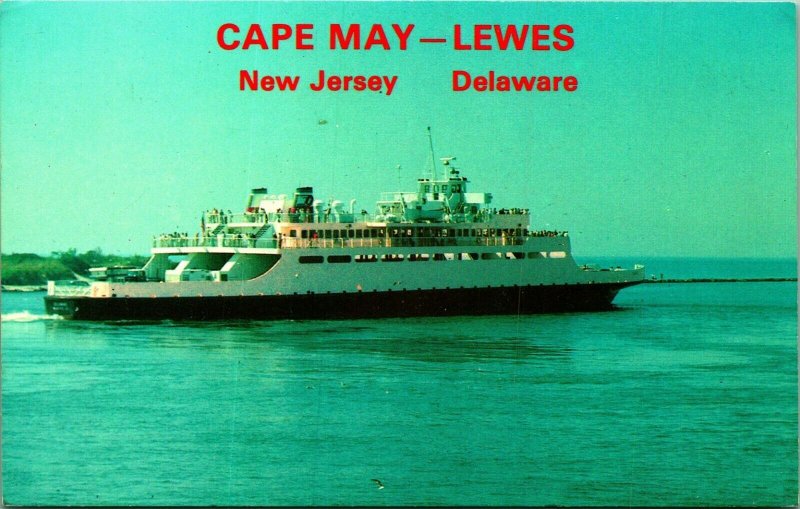 Ferry Boat Cape May NJ  Lewes Delaware DE UNP Chrome Postcard A8