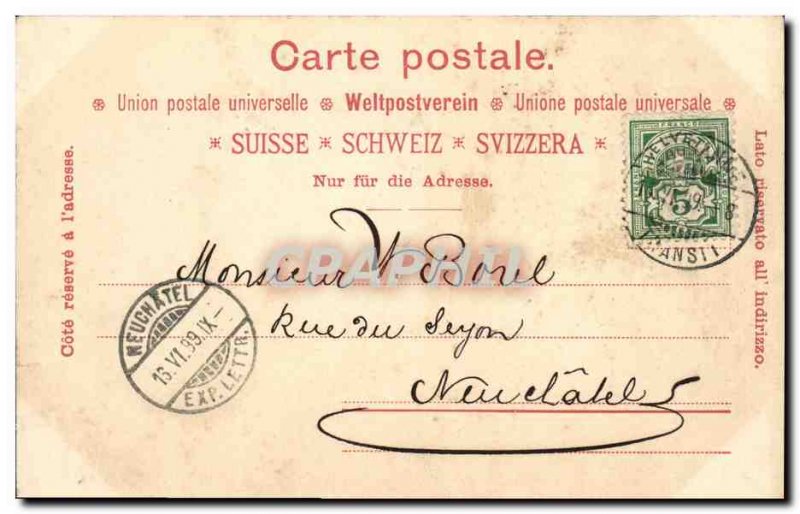 Old Postcard Switzerland Lausanne Map 1899