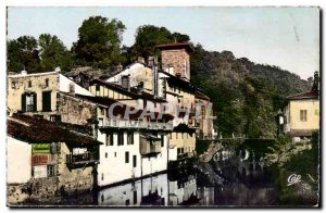 Saint Jean Pied de Port Basque Modern Postcard Houses on the Nive and the dec...