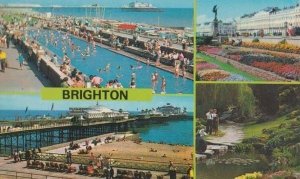 Brighton Sussex Man Taking Photo Camera River With Lover Swimming Pool Postcard