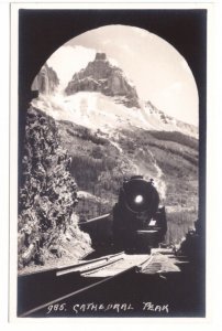 Steam Locomotive, Cathedral Peak, BC, Canada, Byron Harmon Real Photo RPPC #985