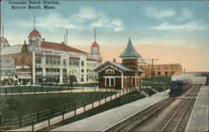 Revere Beach Crescent Beach RR Train Station Depot c1910 Postcard