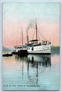Randolph Maine Postcard USS Fish Hawk Steamer Cruise Ship 1910 Vintage Unposted