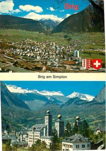Brig am Simplon Stockalperschloss Aerial View Mountains  Postcard  # 8671