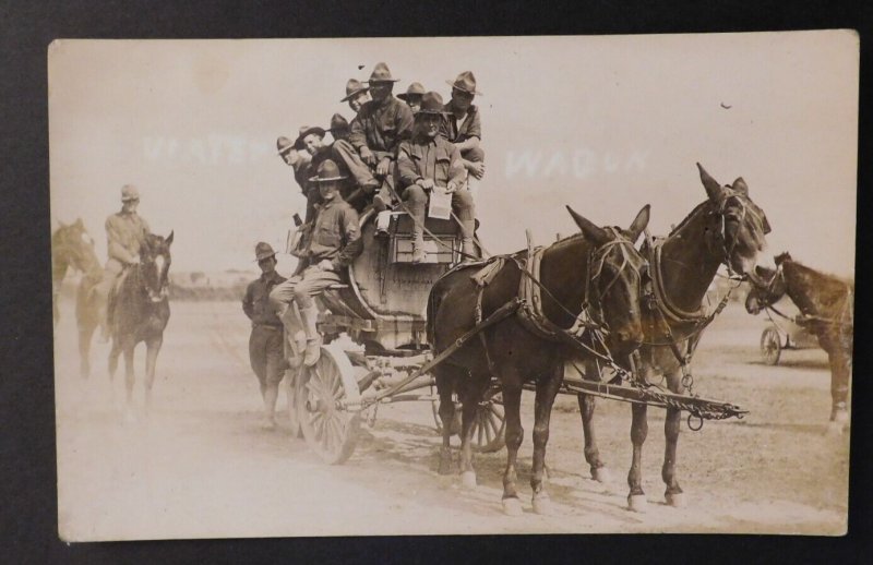 Mint USA Postcard RPPC US Army Water Wagon On The Border Mexico Revolution