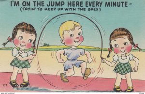 COMIC; 1930-40s; Girls swinging jump rope for a boy