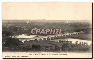 Old Postcard Agen Valley of the Garonne and the Canal Bridge