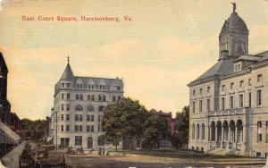 Harrisonburg Virginia birds eye view East Court Square antique pc DD5687