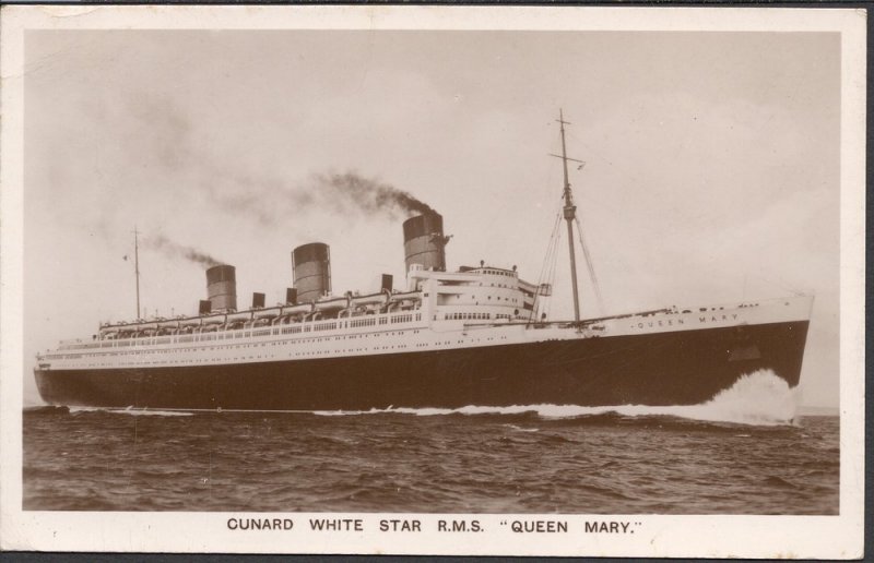 Cunard White Star R.M.S. Queen Mary - Real Photo Post Card