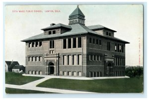 Fifth Ward Public School Lawton Oklahoma Hand Colored Vintage Postcard 