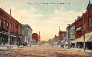 Monroe North Carolina Main Street, Looking South, Color Lithograph PC U8565