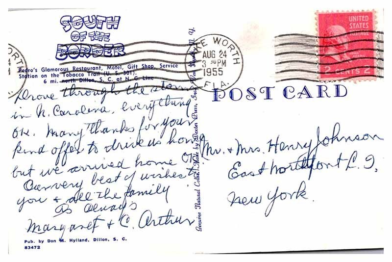 Postcard RESTAURANT SCENE South Of The Border South Carolina SC AU6894
