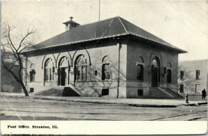 Postcard IL Streator LaSalle County Post Office Streetcar Tracks 1911 H2