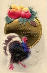 Greeting - Thanksgiving, Turkey. Heavily Embossed