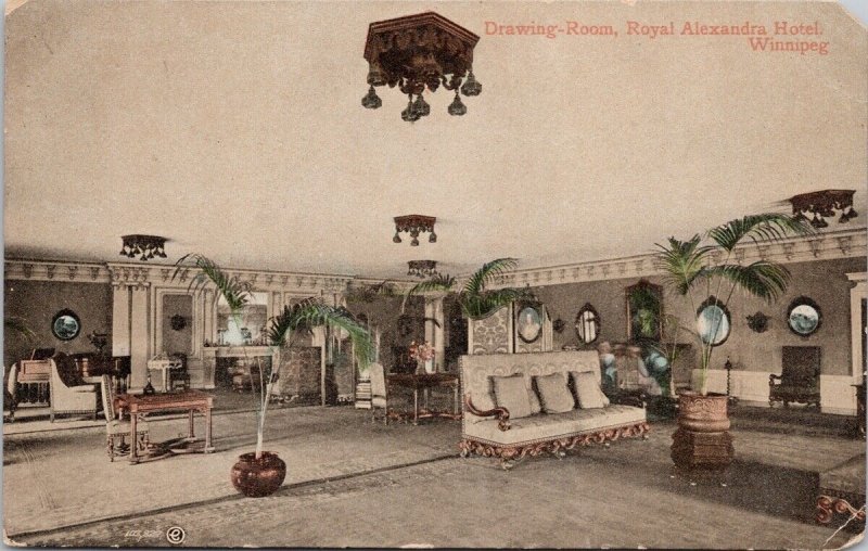 Royal Alexandra Hotel Winnipeg MB Drawing Room c1909 Postcard H24 *as is