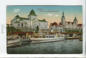 433791 Poland Szczecin Stettin museum embankment boats Vintage postcard