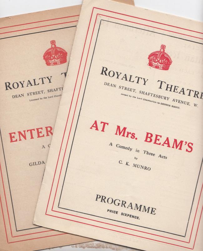 At Mrs Beams Enter Madame Comedy Royalty London 2x Theatre Programme s