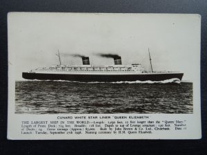 Shipping CUNARD WHITE STAR LINER - QUEEN ELIZABETH c1942 Troop Ship RP Postcard