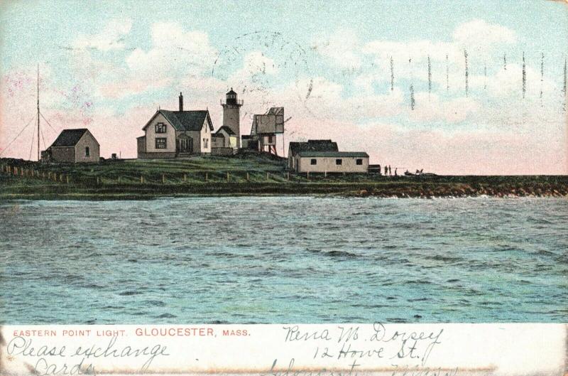 Postcard Eastern Point Light Gloucester Mass