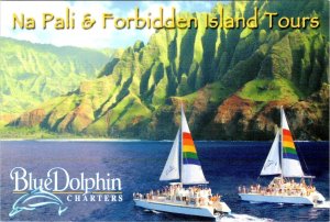 Kauai, HI Hawaii BLUE DOLPHIN CHARTERS Advertising BOAT TOURS  4X6  Postcard