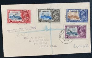 1935 Swaziland Airmail cover to London England King George Jubilee Stamps