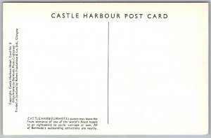 Vtg Bermuda Castle Harbour Hotel Front Entrance 1950s Street View Postcard