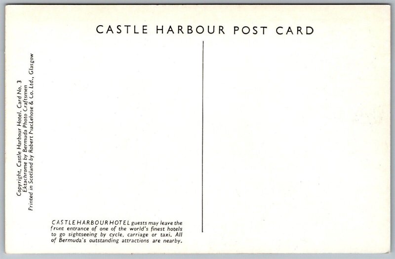 Vtg Bermuda Castle Harbour Hotel Front Entrance 1950s Street View Postcard