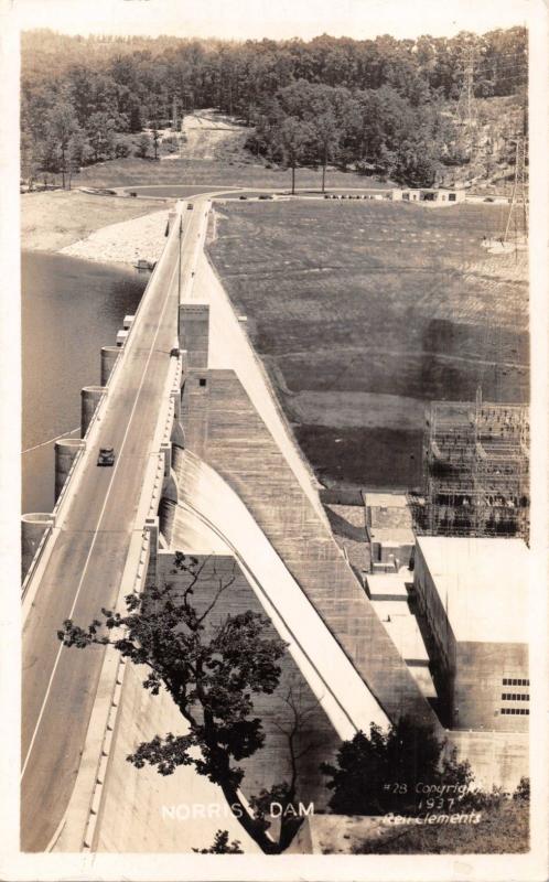 NORRIS DAM-TENNESSEE VALLEY AUTHORTY-ELEVATED CLEMENTS REAL PHOTO POSTCARD 1930s