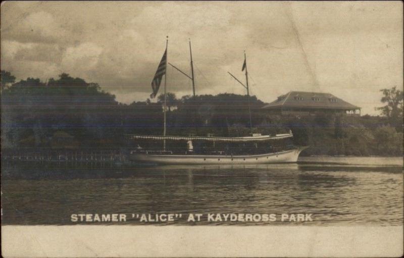 Saratoga Springs NY Steamer Ship Alice Kaydeross Park c05 Real Photo Postcard