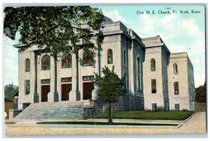 1909 First M.E. Church Exterior Scene Ft. Scott Kansas KS Antique Postcard 