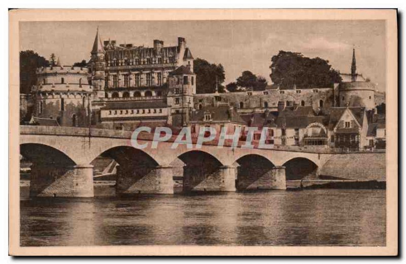 Postcard Old Amboise Castle and Bridge