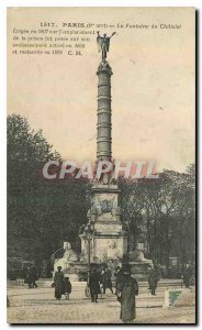 Old Postcard Paris Fountain Chatelet