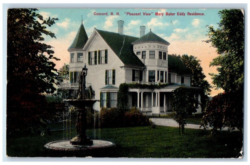 1910 Fountain View Mary Baker Eddy Residence Concord New Hampshire NH Postcard 