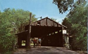 Tourists at Old Covered Bridge - Waitsfield VT, Vermont