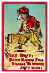 c1910's Anthropomorphic Wolf Red Riding Hood B. Possum USA Antique Postcard