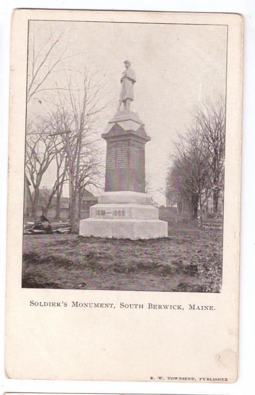 South Berwick ME Soldiers Monument Civil War UDB Postcard